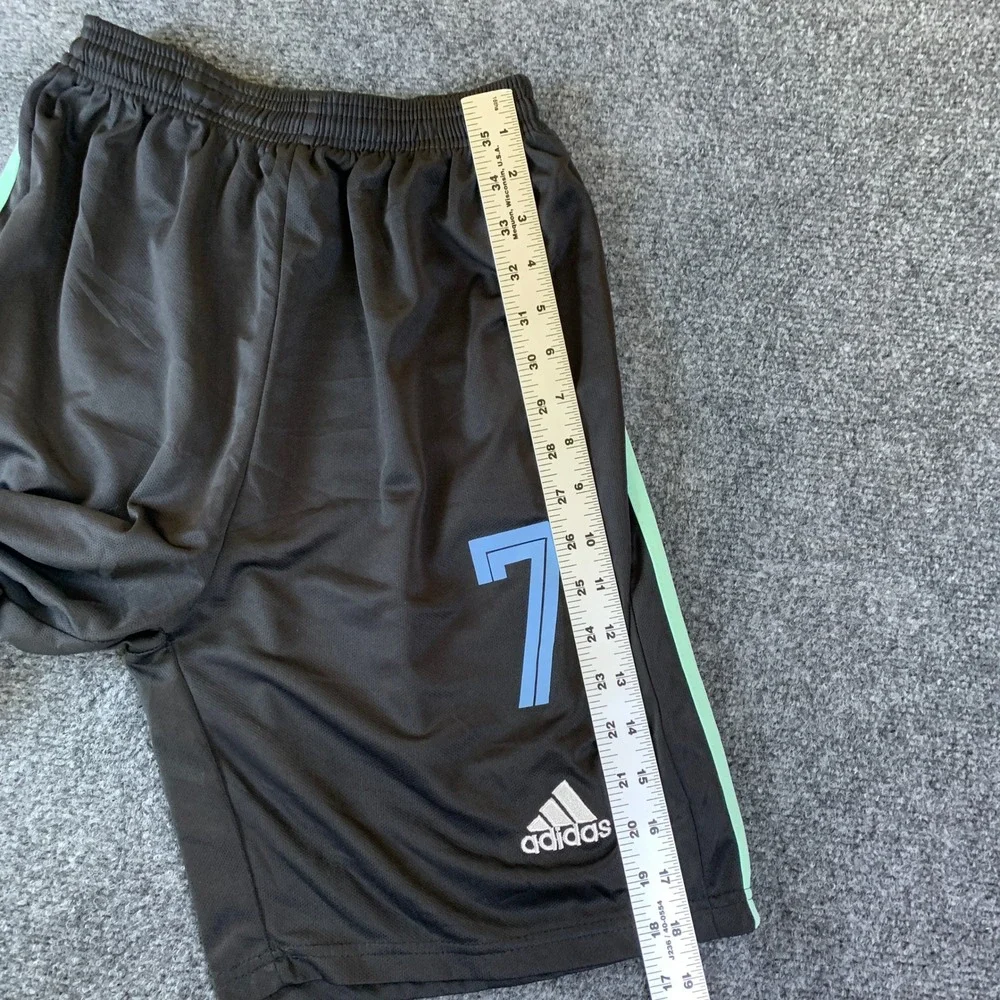 Adidas Ajax Amsterdam Soccer Shorts Mens M Black Good Mint Stripe Number 7 5252